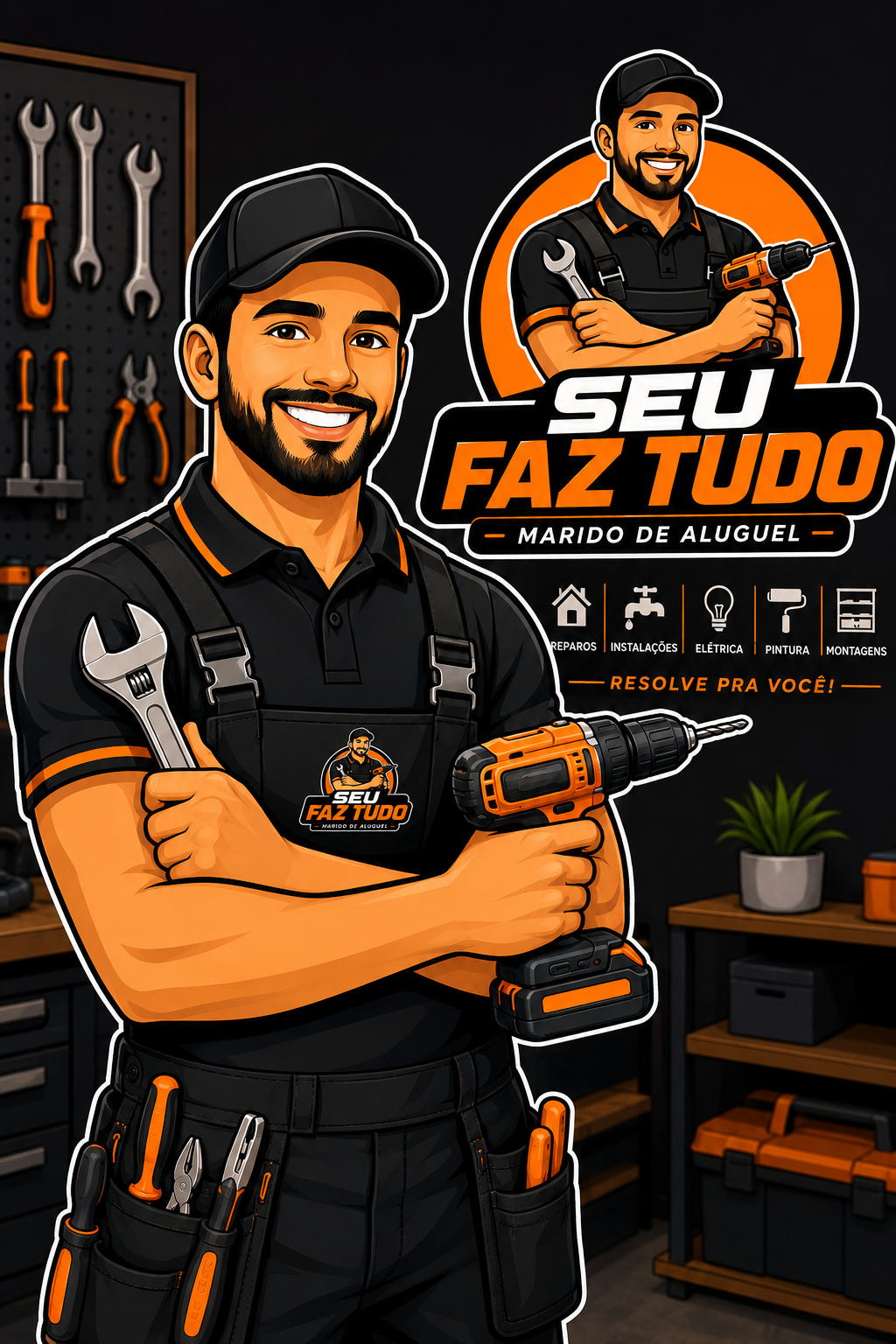Marido de aluguel do Seu Faz Tudo pronto para ajudar